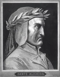 Portrait de Dante Alighieri (1265-1321), 1860, gravé par Stéphane Pannemaker (1847-1930), frontispice de « La Vision de l